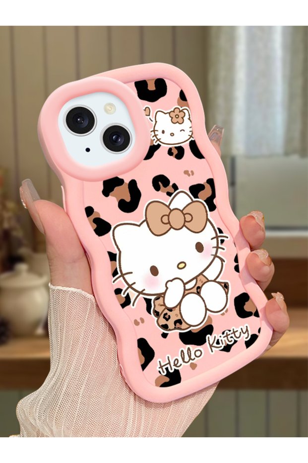 iPhone 15 Compatible Case Camera Protector Pink Silicone Couple Phone Case Kitty Pattern