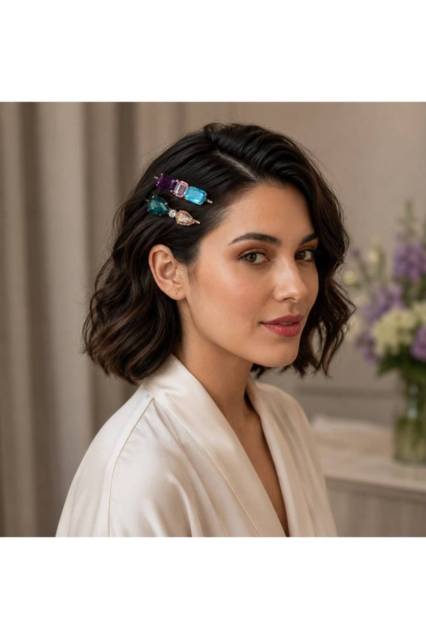 Women's Colorful Stone Hairpin Set of 2