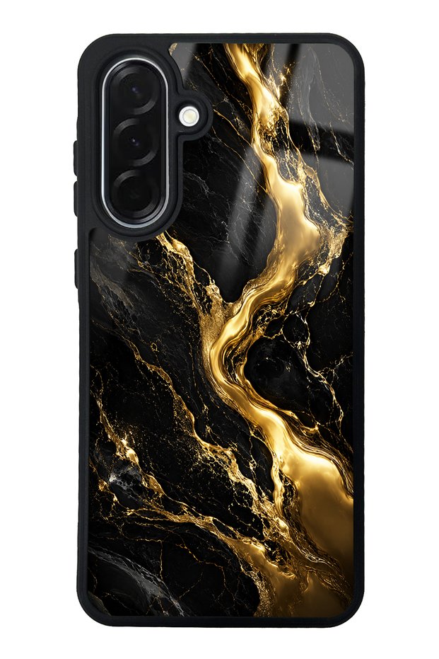 Samsung A36 Obsidian Gold Flow Design Glossy Phone Case