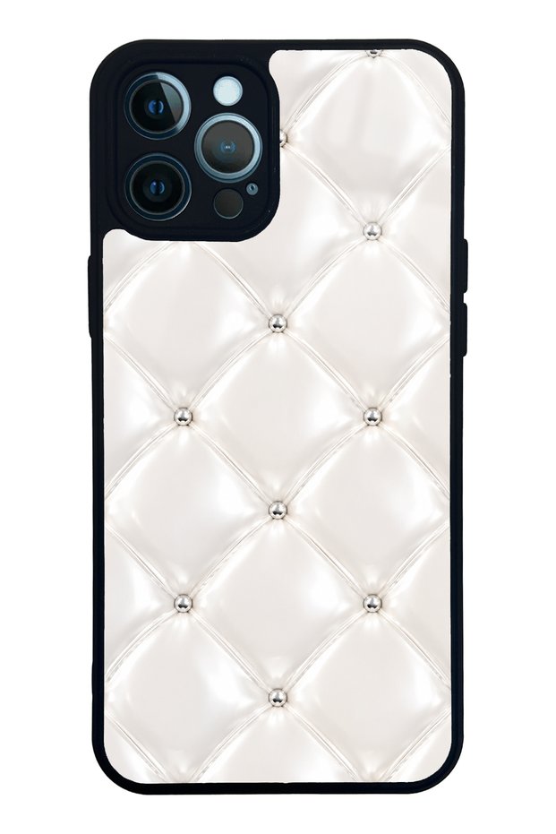 iPhone 12 Pro Max Ivory Diamond Cushion Design Glossy Phone Case