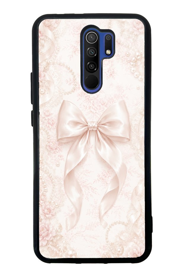 Xiaomi Redmi 9 Glossy Phone Case with Blush Pearl Bow Design
