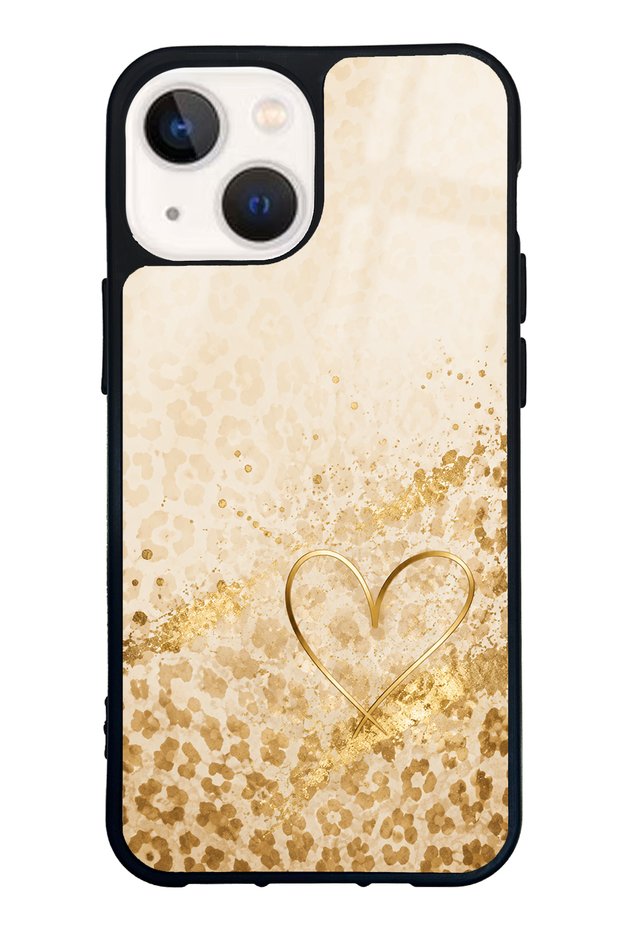 iPhone 13 Mini Golden Heart Glow Design Glossy Phone Case