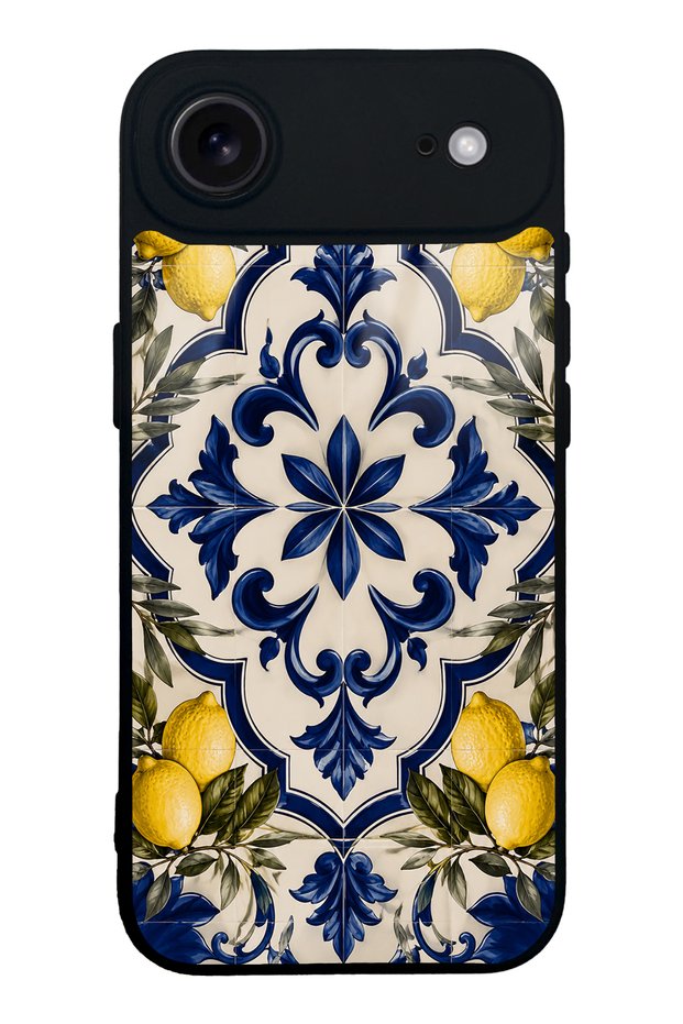 iPhone 17 Air Royal Lemon Mosaic Design Glossy Phone Case