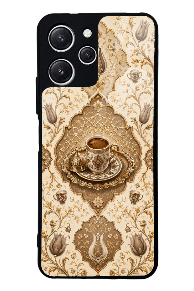 Xiaomi Redmi 12 Glossy Phone Case with Ivory Ottoman Coffee Design