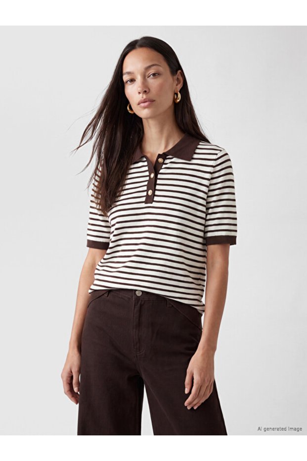 Quality Pieces from Çelebi Store Devrik Roba Yaka Striped Women's Knitwear Sweater