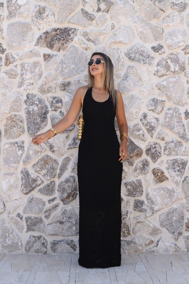 Black Lace Halter Neck Dress