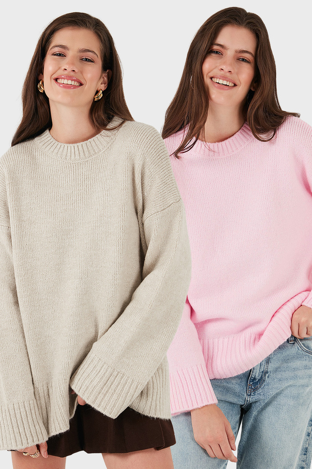 Regular Fit Crew Neck Basic 2-Pack Knitwear Sweater Sweater 4616213S2