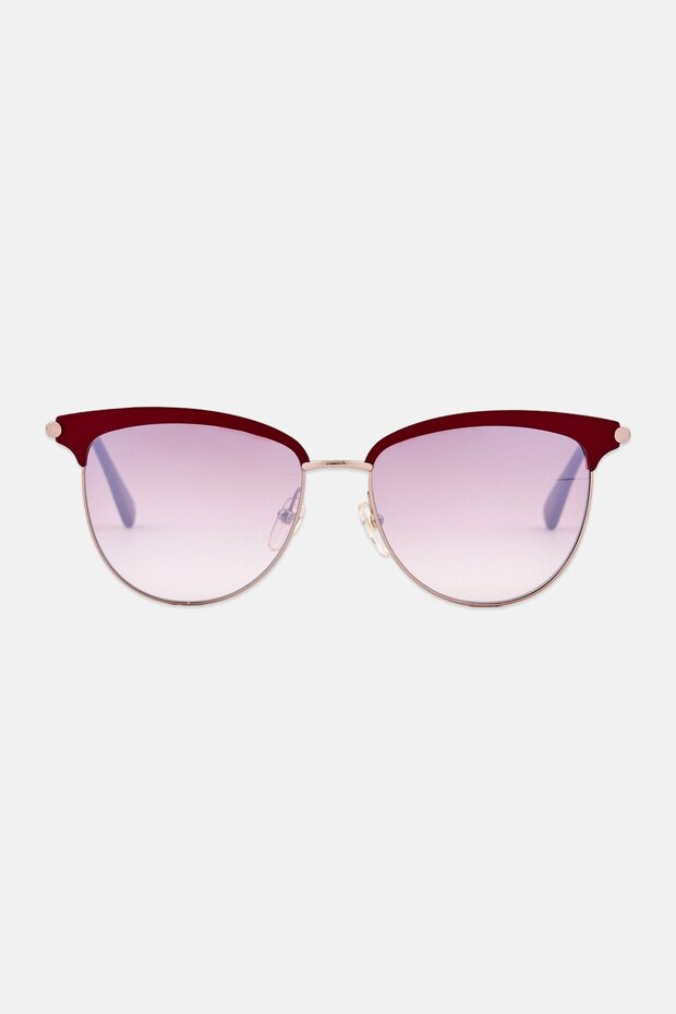 Women LO107S Round Sunglasses, Burgundy