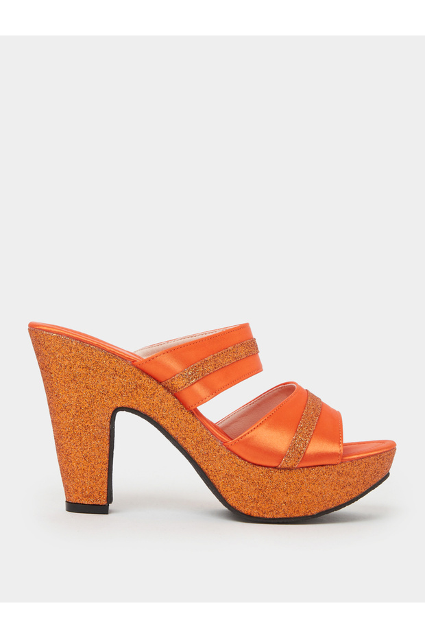 Orange Double Strap Platform Mules