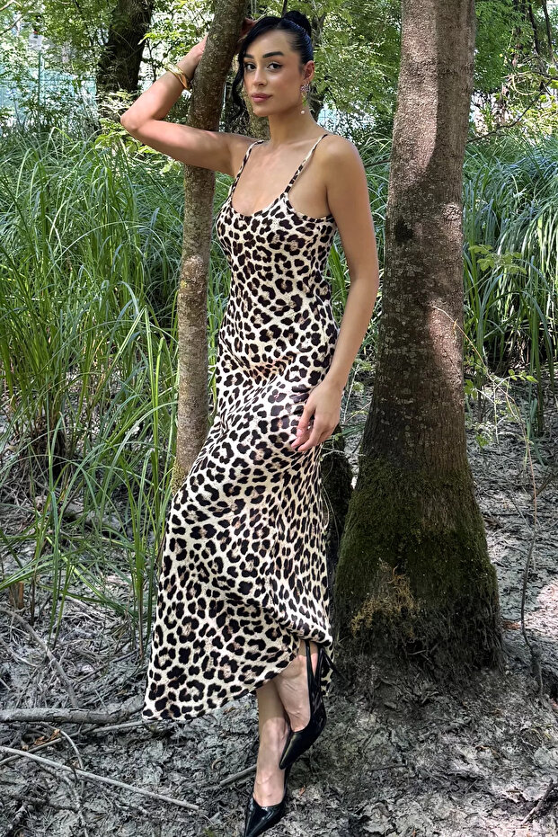 Leopard Pattern Women's Adjustable Strap Dress