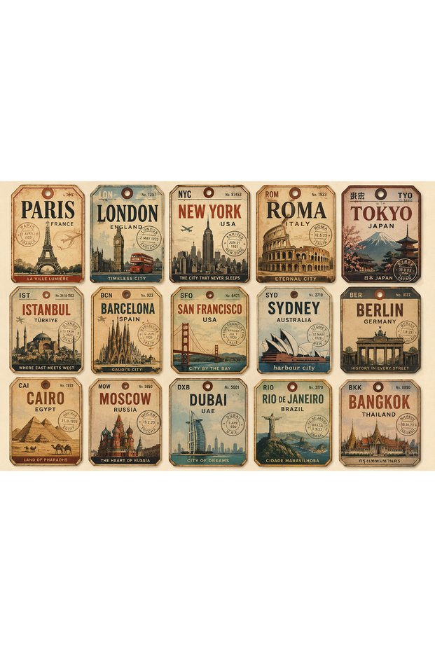 Travel Themed Sticker Set (21X30 cm 1 Set)