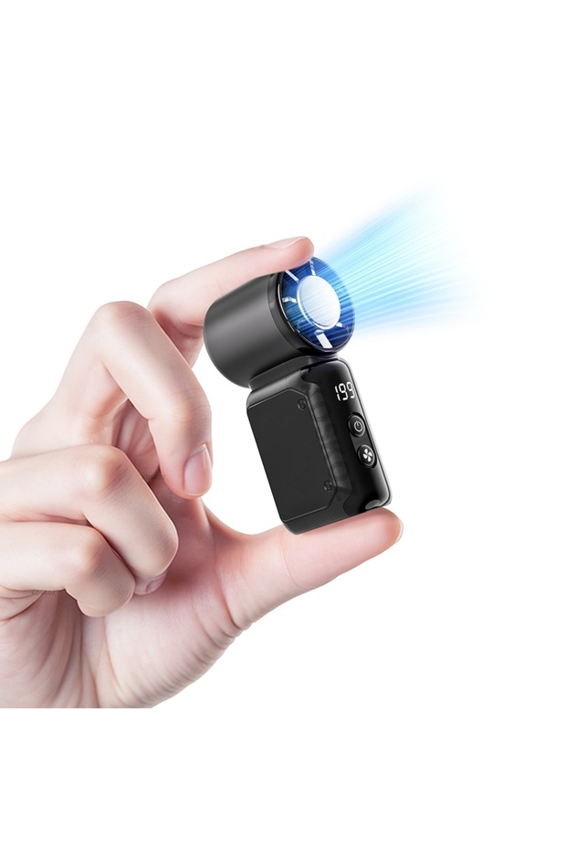 Black Portable Mini Fan, 199 Speed USB Rechargeable Handheld Ice Cooling Fan with LED Display for Ma