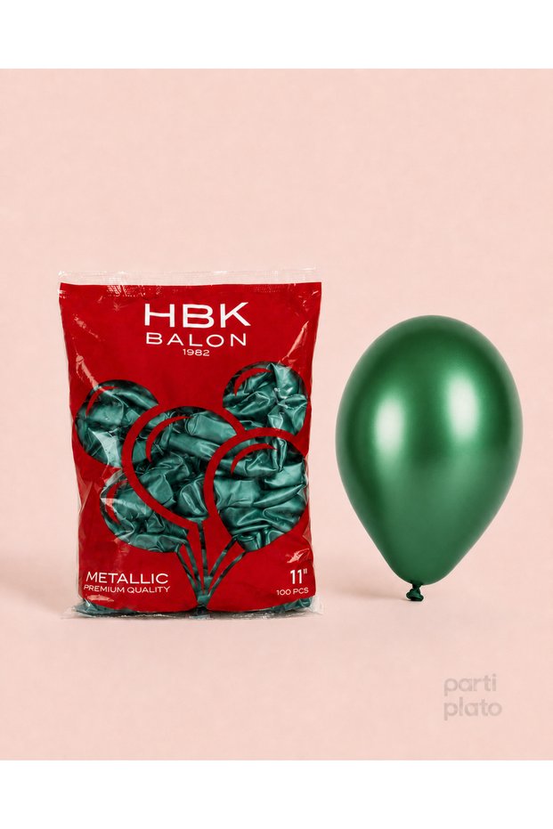 Hbk Metallic Green Balloon 11 Inch 100 Pieces, Shiny Green Birthday Engagement Wedding Party Decoration Balloon