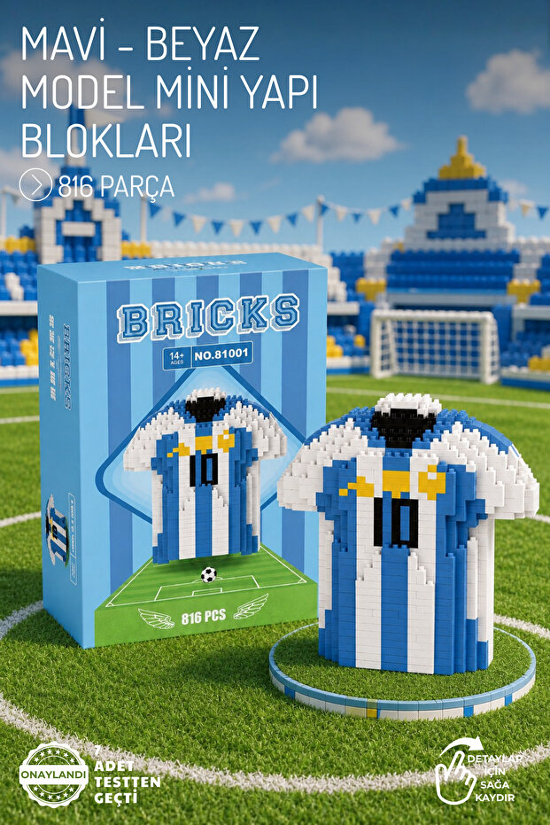 Blue - White Jersey Model Character Figure 3D Building Toys - 816 Pieces