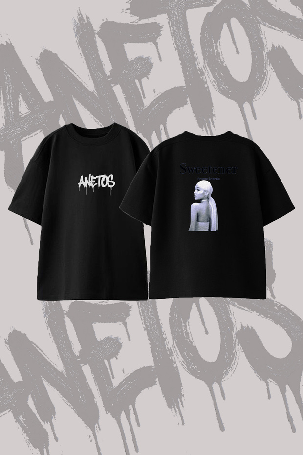 Ariana Grande Sweetener Design Back Printed Cotton Black Oversize T-Shirt