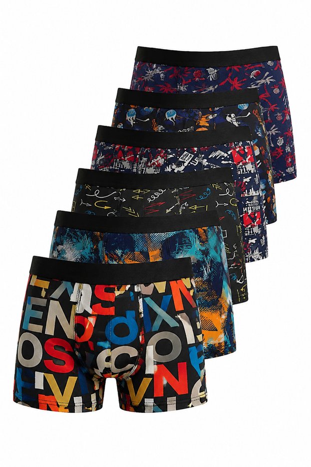 Men's Cotton Patterned Lycra 6-Pack Boxers
