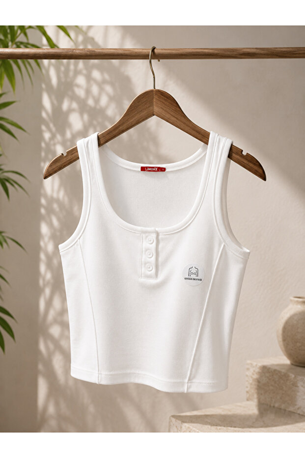 Thick Straps, 3 Button Cups, Supported Athlete's Bodysuit – White