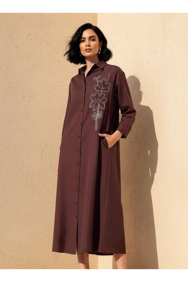 EMBROIDERED LINEN DRESS