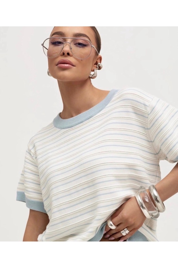 Women's Slim Knitwear Short-Sleeved Sweater Hn1457