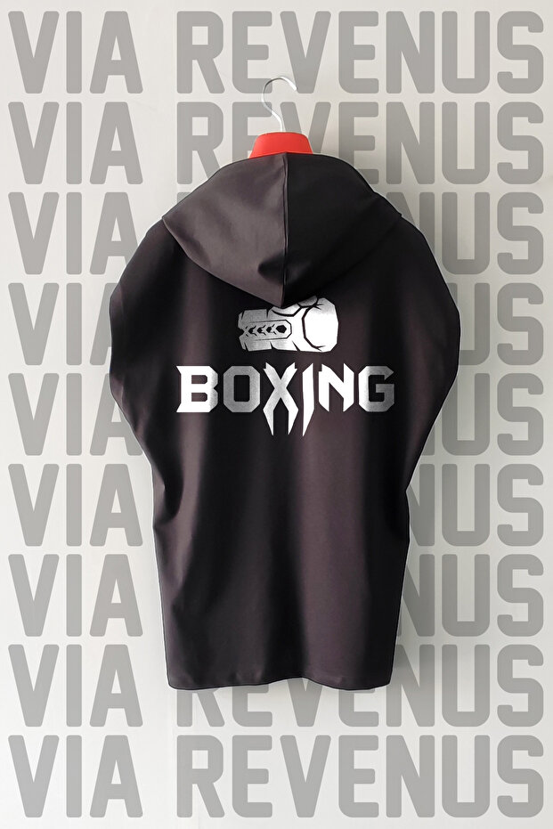 Boxing Front and Back Printed Zero Sleeve Hooded 100% Cotton Sports Tshirt