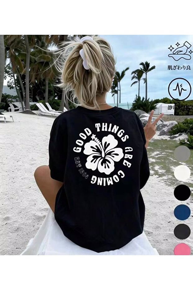 Good Things Are Coming Flower Printed T-Shirt