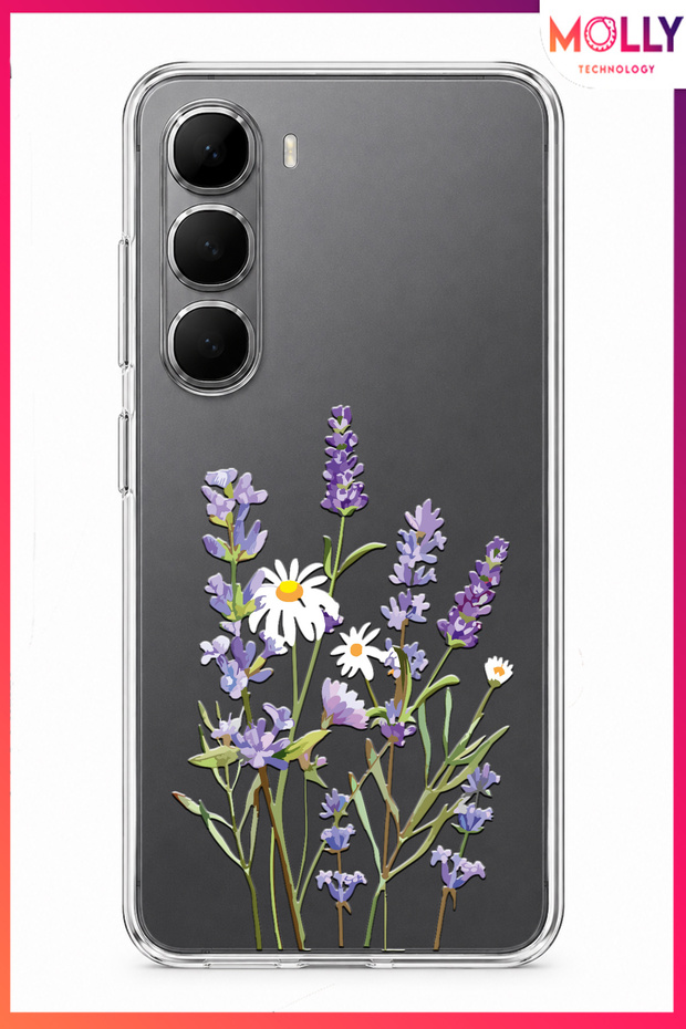 Lavender Garden Patterned Transparent Silicone Case for Infinix Hot 60İ 4g