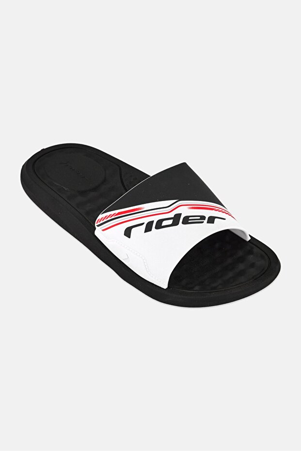 Men Brand Logo Slip On Slides, Black
