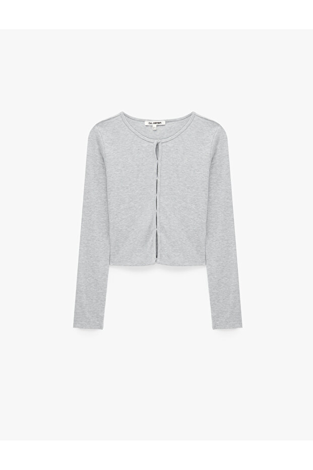 Slim Fit Cotton Long Sleeve Buttoned Crew Neck Basic T-Shirt