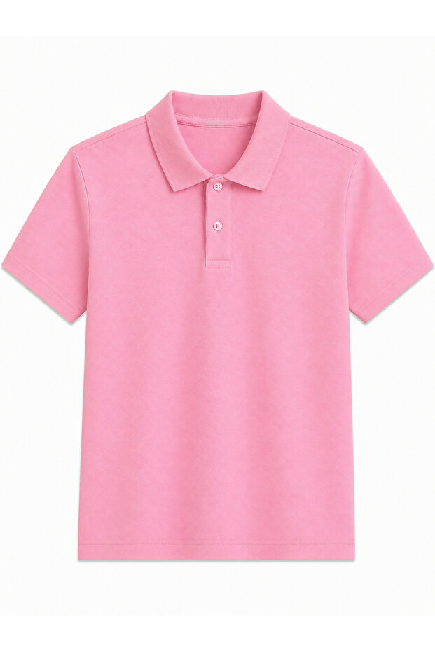 Unisex Soft Textured Simple Stylish Polo Collar Short Sleeves