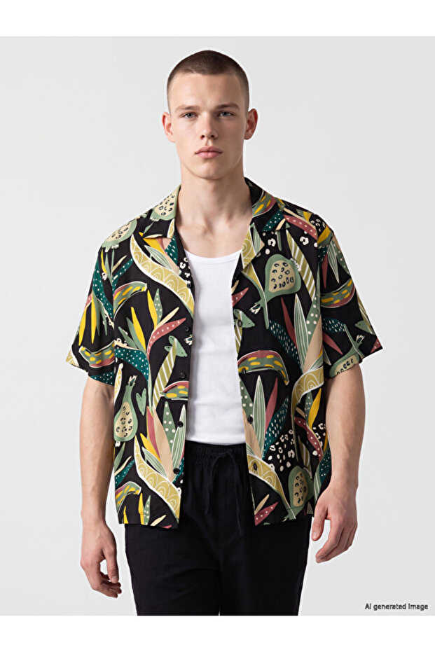 I Relax Fit Embroidered Viscose Men's Shirt from Freezen Store