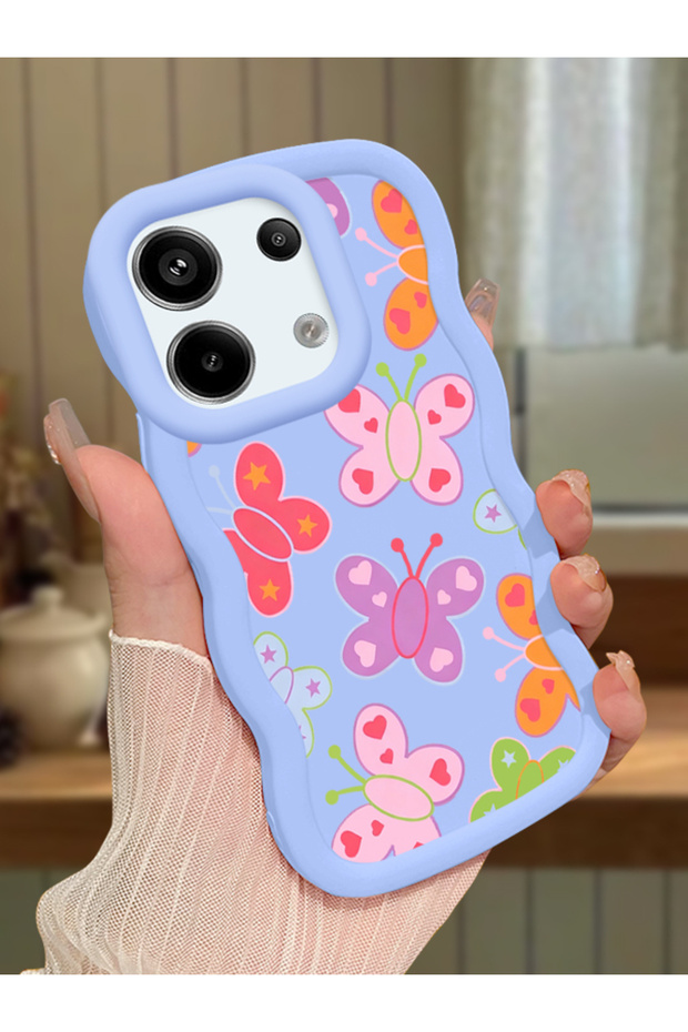 Poco X6 5g Compatible Case Camera Protector Blue Silicone Couple Phone Case Butterfly Pattern