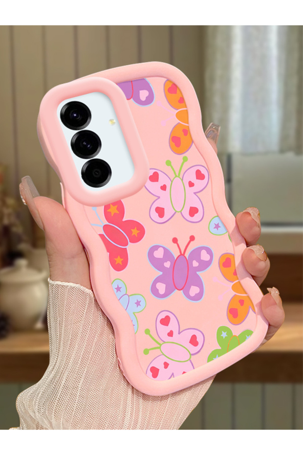 Samsung Galaxy A36 5g Compatible Case Camera Protector Pink Silicone Couple Phone Case Butterfly Pattern