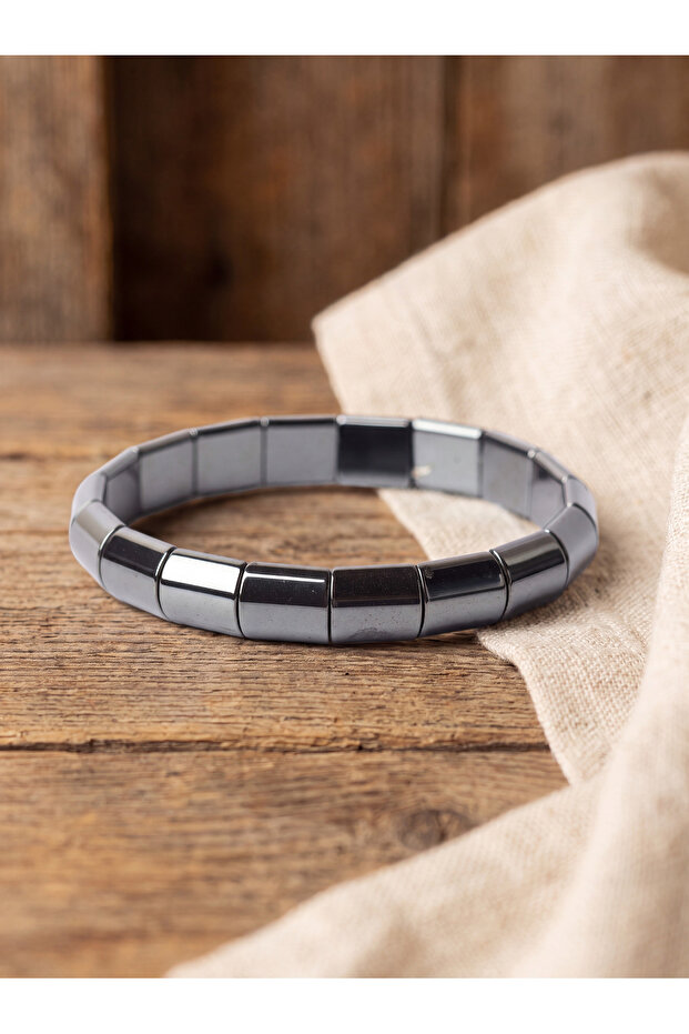 Hematite Natural Stone Men's Bracelet (Model 14)