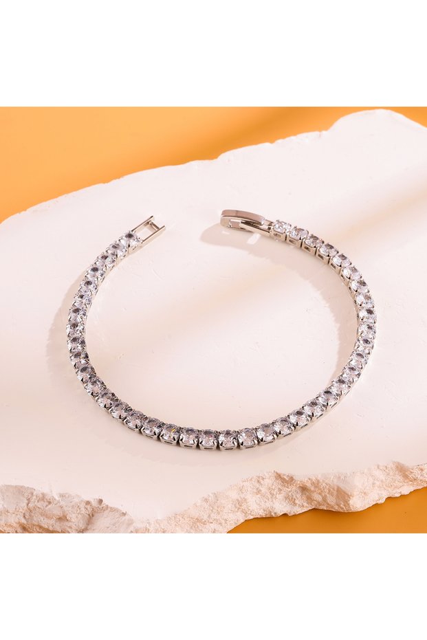 Silver Color Fashion Zirconia Tennis Bracelet For Women Crystal Charm Designer Tennis Thin Chain Bra