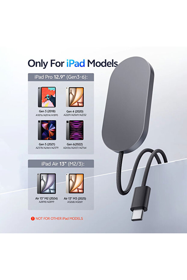 12.9inch-28W Magnetic Wireless Charger for iPad Pro/Air, 28W Aluminum Alloy Fast Charing with 5.58ft