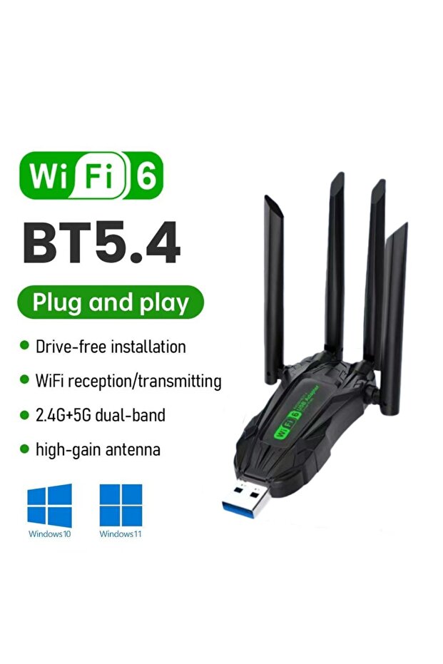 AX600 BT5.4 AX900WIFI6 Bluetooth 5.4 USB Wireless Adapter2.4G/5Ghz 900Mbps Dual Band 4-Antennas WiFi