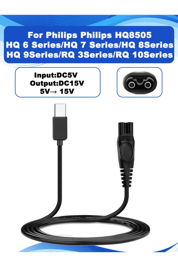 15V USB Type-C Charger HQ8505 Cable For Philips OneBlade Pro QP6510/20/30/50/51/05 QP6620 BG HQ R...