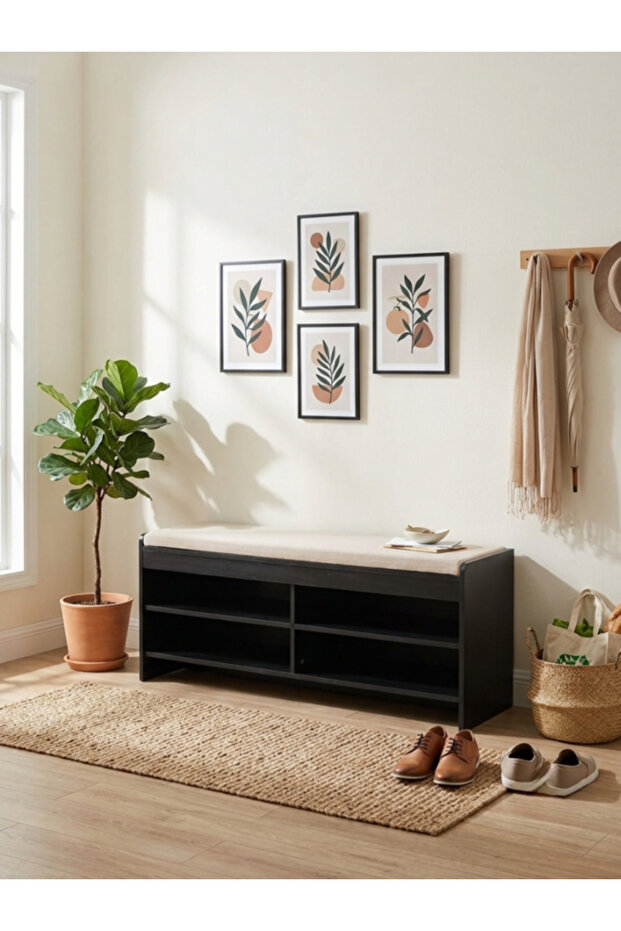 دولاب أحذية بمقعد بتصميم مودرن