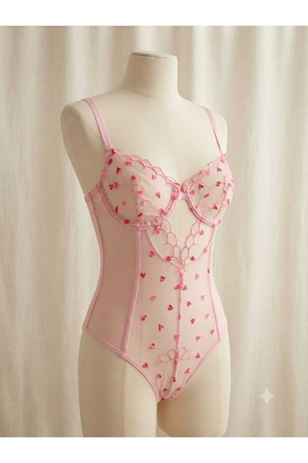 Pembe Kalpli Fantezi BodySuit İç Çamaşırı