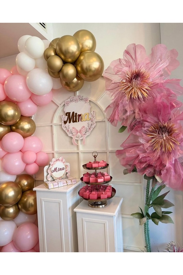 Makaron Pink White Gold Chrome Balloon Chain Set of 100