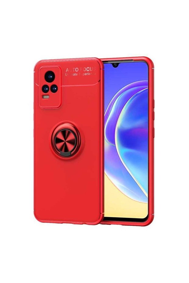 Silicone Ravel Cover with Rotatable Ring Stand for Vivo V21E Compatible Mobile Phone