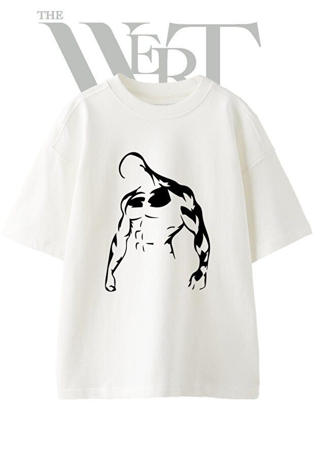 Body Stretching_1 Design Printed Unisex White Oversize T-Shirt