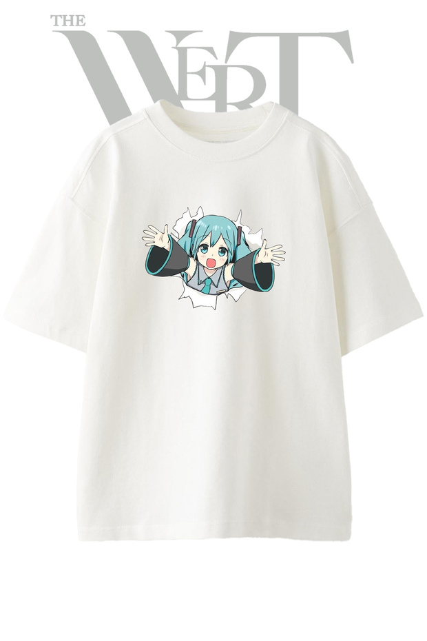 Hatsune Miku_2 Design Printed Unisex White Oversize T-Shirt