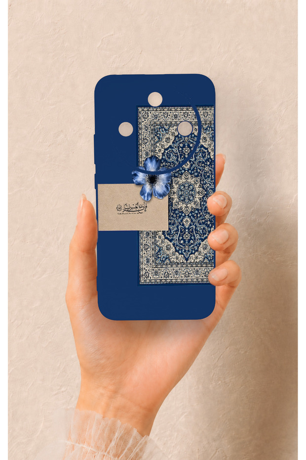 Honor Magic 8 Lite Compatible Blue Ethnic Carpet Pattern Silicone Case