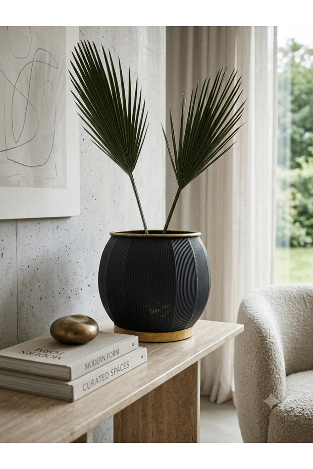 Metal Black Decorative Flower Pot Large 37 X 31 cm