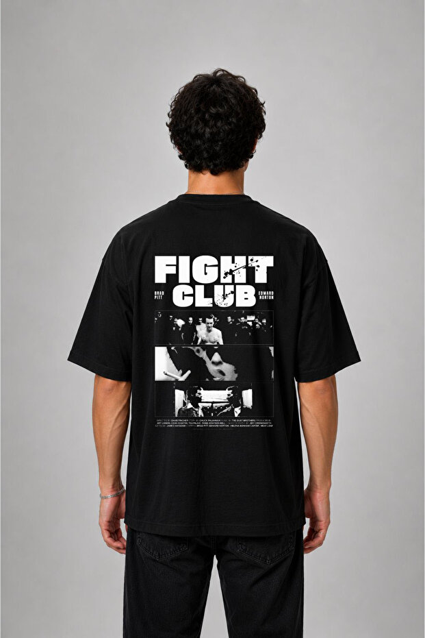 Fight Club Printed Oversize Cotton Black T-Shirt