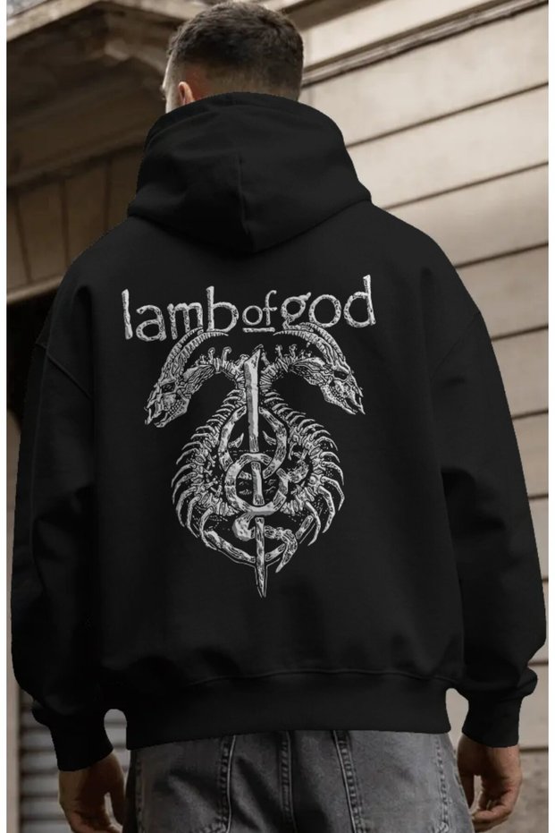 Lamb of God Rock Metal Music Band Back Printed Unisex Oversize Premium Hoodie