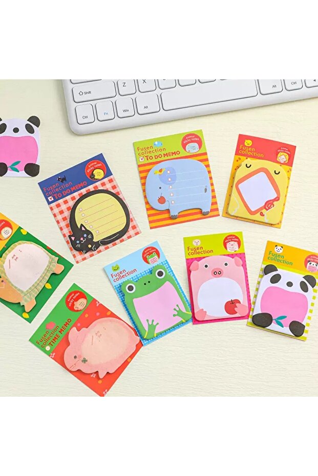8Pcs Mixed 8Pcs Animal Convenience Stickers Cute Cartoon Student Memo Message Small Notebook Sticker