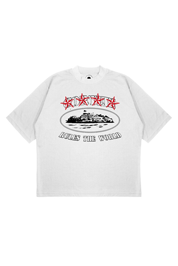 Unisex Oversize Corteiz 4 Star Printed Boxy Fit Thick Fabric (240Gsm) T-Shirt