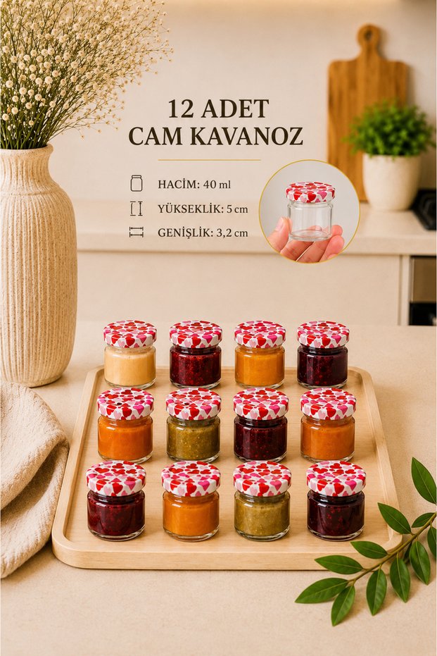12 Pieces 40 ml Transparent Sample Food Supplement Confectionery Jam Jar Small Glass Jar with Heart-Shaped Metal Lid